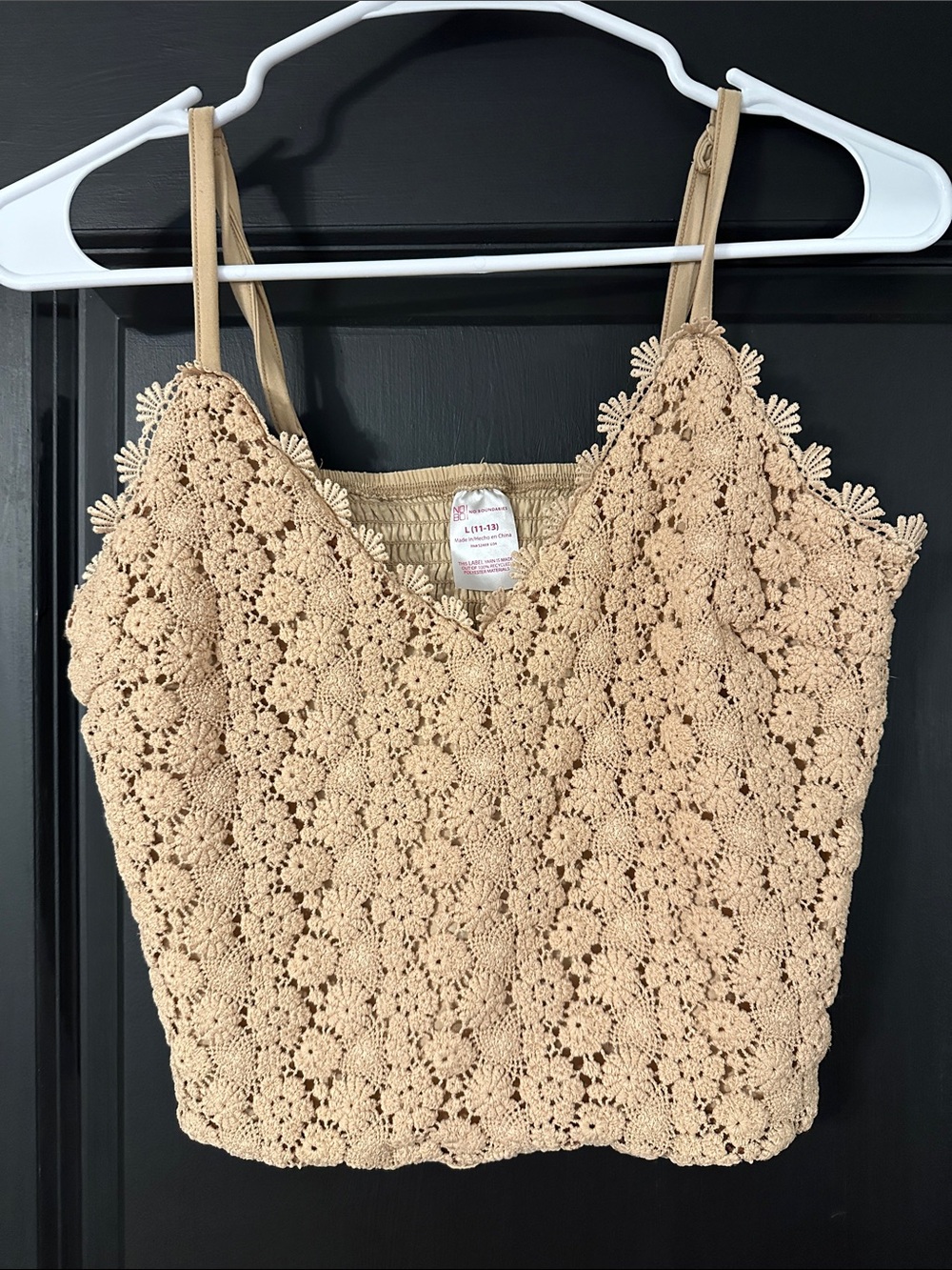 No Boundaries Crochet Lace Tan Cami